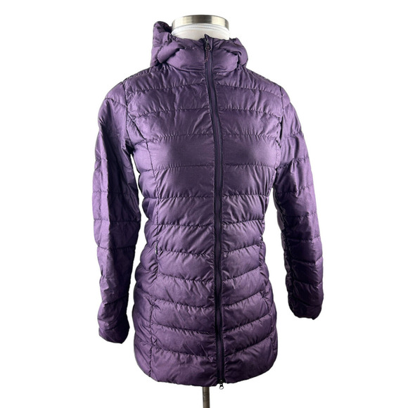 Eddie Bauer Lightweight Down Parka Hooded Puffer Jacket Purple Coat EB650 Small - Picture 3 of 16